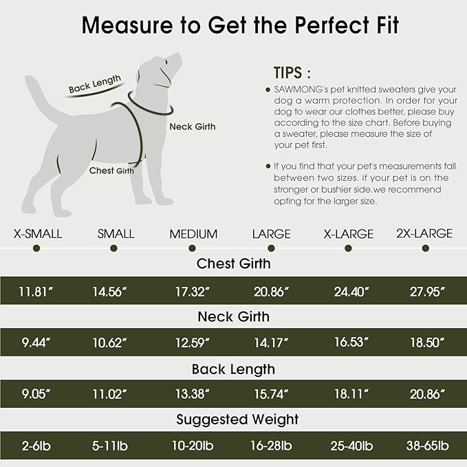 SAWMONG Dog Sweater for Large Dogs, Turtleneck Knitted Pullover Sweater Sweatshirt, Classic Winter Warm Pet Sweater for Boy Girl Pet Chihuahua, French Bulldog, Golden Retriever, Pug, Cat (Green, L)