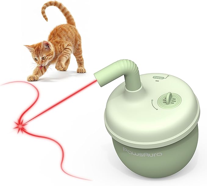 MayMaw Automatic Cat Laser Toy - 360° Self-Balancing Laser with 3 Adjustable Speeds & USB Rechargeable Interactive Toy for Bored Indoor Cats (Green)