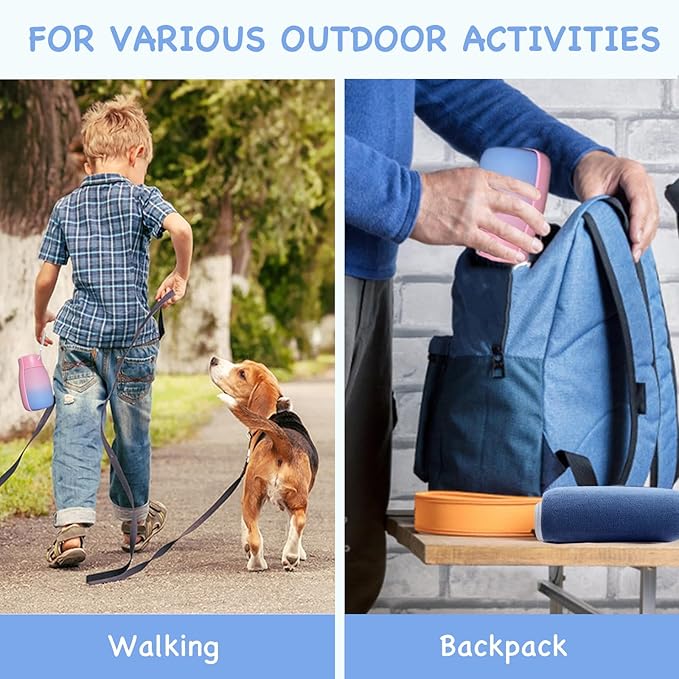 Dog Water Bottle Portable 10Oz, Food Grade Plastic Travel Water Bowl for Puppies Small Medium Large Dogs, Pet Water Dispenser, Pet Essentials for Outdoor Walking Hiking, Dog Gifts