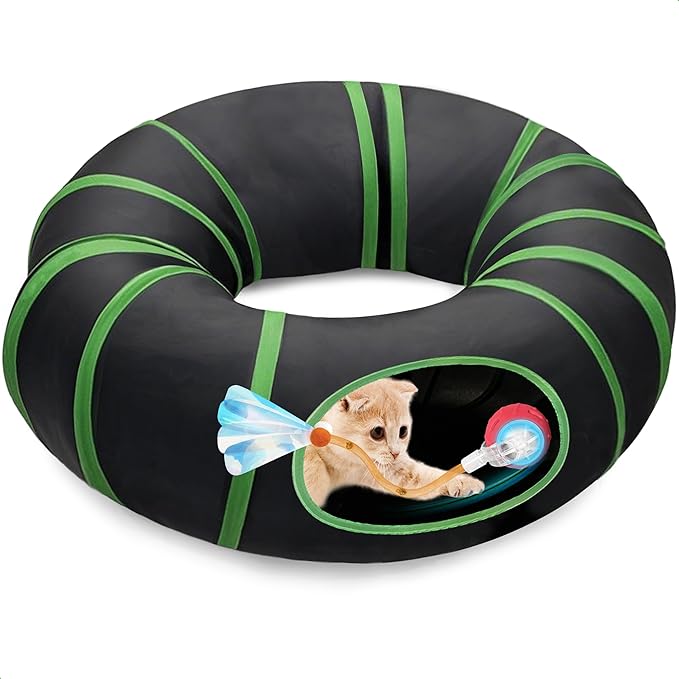 Interactive Cat Toys Ball Fast Rolling in Cat Tunnel – Motion-Activated Ball in Enrichment Tunnel,Hide & Seek Puzzle Game for Indoor Cats & Kittens,Boredom Relief for Cats (Orange-red)