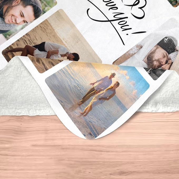 Personalized Blanket with Photo, Custom Photo Blanket, Customized Picture Blankets, Customizable Blankets, Personalized Anniversary Birthday Gifts for Women & Men