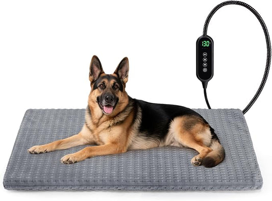 Cat Heating Pad, Waterproof Heated Cat Dog Bed with Adjustable Temperature & Timer, Electric Pet Mat for Indoor Cats Dogs, Chew Resistant Steel Cord（Extra Large : 47"x28" Gray）