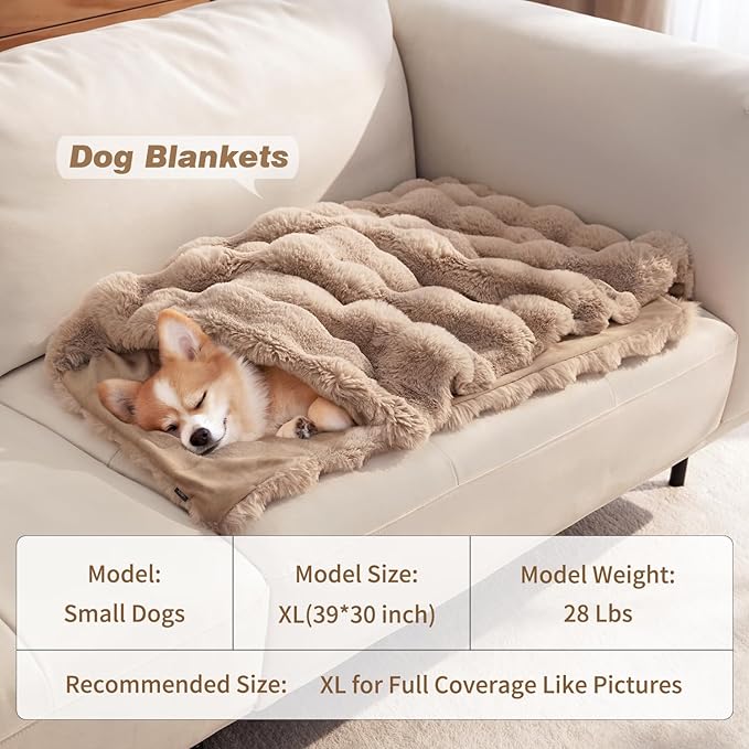 Dog Blanket Ultra Soft Fuzzy Faux Fur Cat Blankets for Indoor Cats Ultra Soft Plush Faux Fur Machine Washable Reversible Pet Throw Protector for Couch Furniture 39"X 30" Coffee