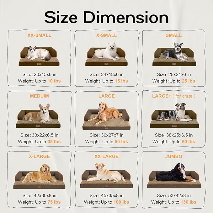 Small Dog Bed Waterproof Orthopedic Dog Beds for Medium Sized Dogs Comfy Pet Cat Bed with Sides, Washable Removable Cover