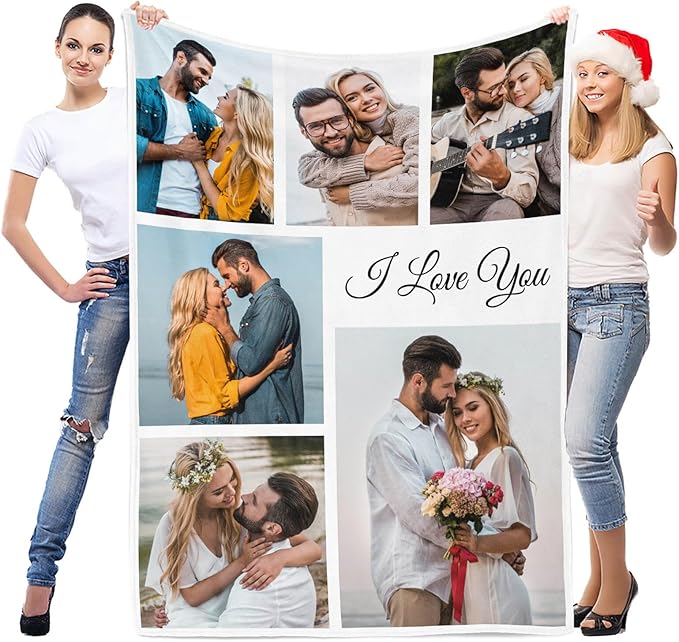 Custom Blanket with Photo, Personalized Blanket with Picture, Customized Photo Blankets, Customizable Picture Blankets, Personalized Anniversary Couple Gifts for Women Men Boyfriend Girlfriend