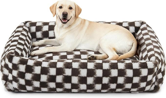 JOEJOY XL Dog Beds Large Sized Dog, Rectangle Washable Orthopedic Corduroy Fleece Pet Bed with Removable Zipper Cover, Cute Soft Calming Puppy Bed with Non Skid Bottom