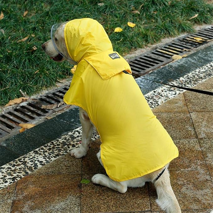 Pet Raincoat Packable Hooded Dog Rain Jacket Reflective Strips Lightweight Adjustable Poncho for Small Medium Large Dogs Yellow XS