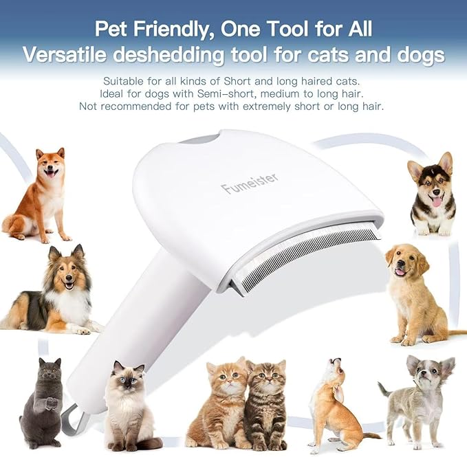 Pet Undercoat Deshedding Tool for Dogs - Wide Curved Undercoat Brush for Effortless Pet Deshedding, Loose Hair Remover for Dogs & Cats (White) (White)