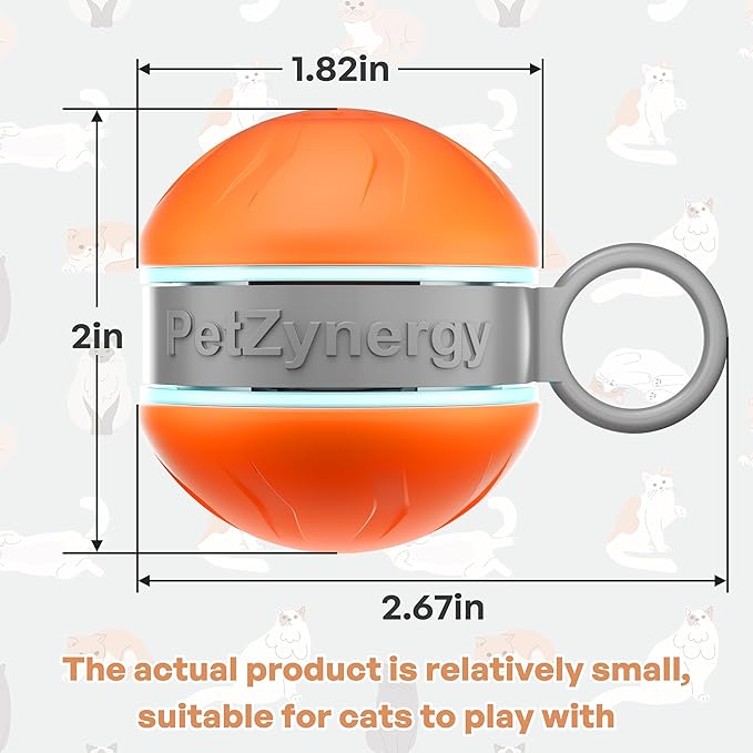 Speedy 2.0 Tail Interactive Cat Toys for Bored Indoor Adult Cats with 3 Tails,Automatic Cat Toy Ball Self Moving Chirping,Smart Kitten Rechargeable Cat Ball for Enrichment Exercise Essentials(Orange)