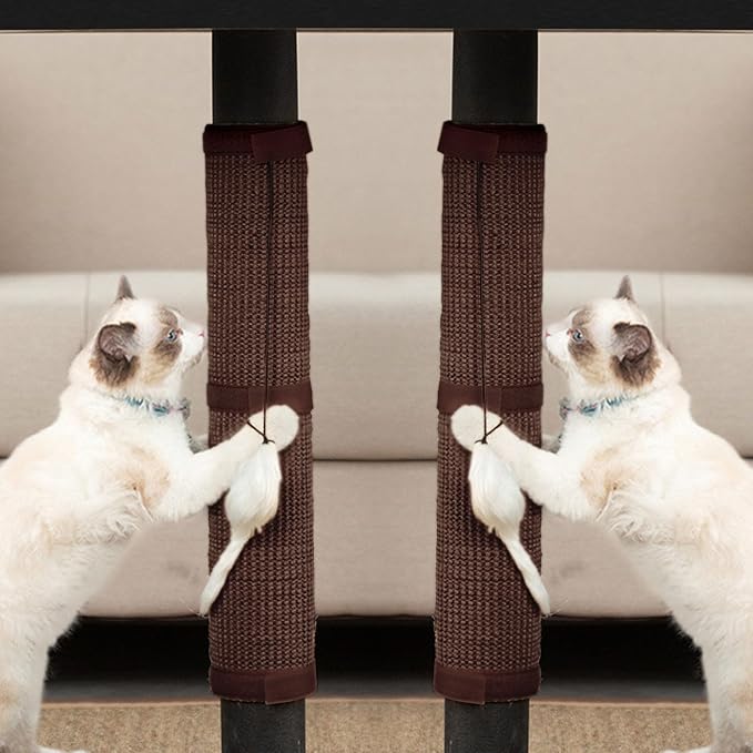 JanYoo 2 Pieces Cat Scratcher Mat for Table Leg Sisal Cat Scratching Pad Scratch Mat for Cat Scratch Pad Rug 19.69 × 9.84 in(Brown)