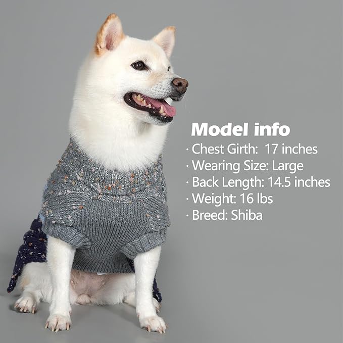 KYEESE Dog Sweater Color Block with Fuzzy Thread Knitted Turtleneck Dog Knitwear with dots in a Variety of Colors for Small Dogs Fall Winter Dogs Clothes, Navyblue, M