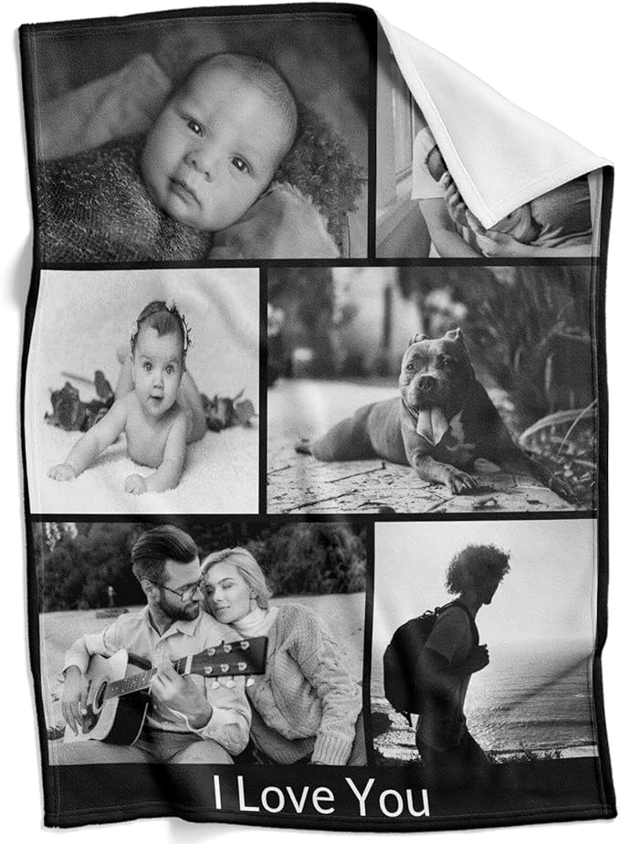 Custom Blanket with Photo, Personalized Blanket, Customized Photo Blankets, Customizable Blankets, Personalized Anniversary Birthday Gifts for Women Men Him Her Family