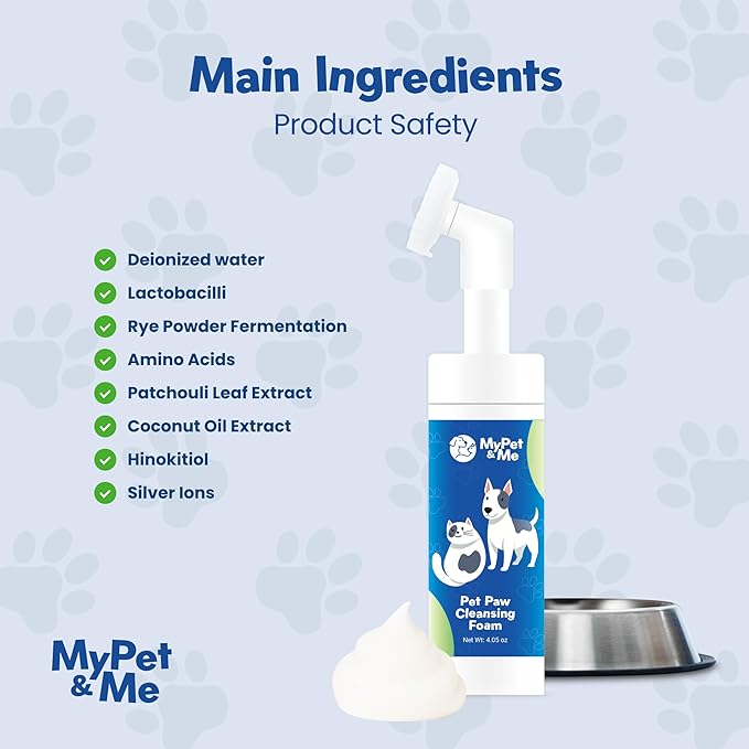 MyPet&Me - Dog Paw Cleaner - Foaming Cleanser for Easy Cleaning - No-Rinse Dog Paw Washer - Gentle Foot Cleaner for Dogs - Paw Wash for Small & Large Dogs - 4.05 oz