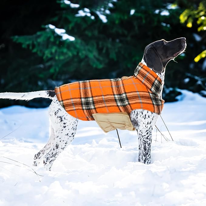 Kuoser Warm Dog Coat, Waterproof Dog Jacket for Extra Large Dogs, Adjustable Durable XL Doggie Winter Coat Reversible Cozy Puppy Cold Weather Apparel from Small to Large Breed, Orange XL