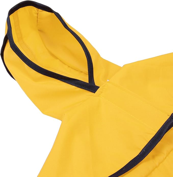 HDE Dog Raincoat Jacket Reflective Adjustable Hooded Pet Poncho Rain Coat with Leash Hole for Small to X-Large Dogs Yellow - S