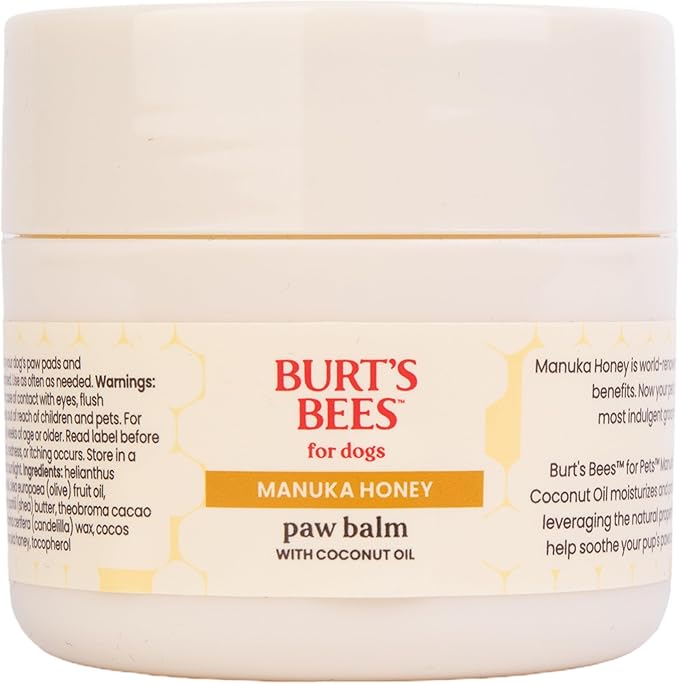 BURT'S BEES FOR PETS Paw Balm for Dogs with Manuka Honey and Coconut Oil, Soothes Dry Dog Paws, Naturally Derived Ingredients, 1.76 Oz