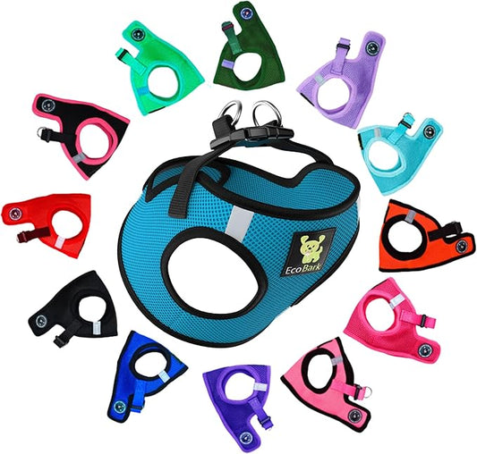 EcoBark Step in Dog Harness Reflective Soft Ultra Padded Mesh Dog Harnesses for XXS, XS, Small, and Medium Dogs Eco-Friendly Comfort Secure Halter No Pull Adjustable Pet Vest (XXXS, Teal)