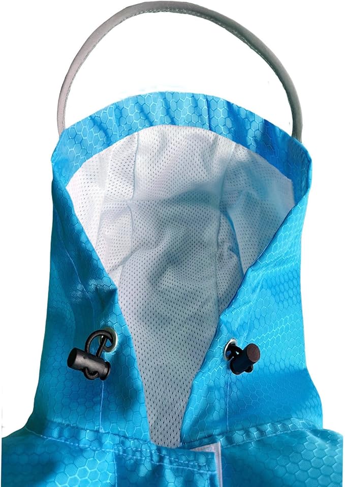 Dog Raincoat Waterproof Reflective Slicker - Lightweight Breathable Hooded Poncho Rain Coat Jacket with Adjustable Belly Strap and Leash Hole for Small Medium Large Dogs (Small, Blue)