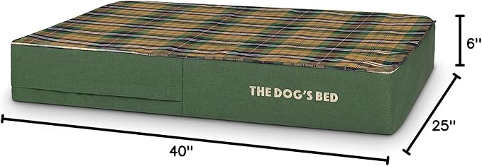 The Dog’s Bed Orthopedic Memory Foam Dog Bed, Large Green Tartan, Pain Relief for Arthritis, Hip & Elbow Dysplasia, Post Surgery, Lameness, Supportive, Calming, Waterproof Washable Cover