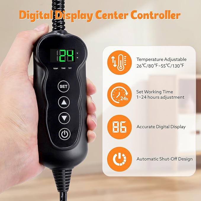 Heated Cat House for Indoor, Large Cat Bed with Heating Pad, Adjustable Temperature&Timing, with Fluffy Ball Hanging and Scratch Pad, Foldable Pet Hideaway for Small Medium and Large Cats (XXL)