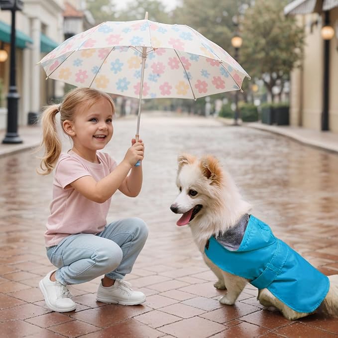 Dog Raincoat Dog Rain Jacket Poncho Waterproof Pet Rain Suit Double Layer Breathable Lining Hooded Leash Hole Adjustable for Medium Dogs,Blue,XXXL