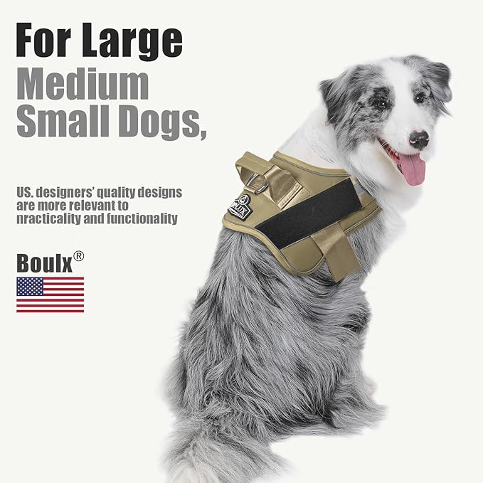 Bolux Dog Harness, No-Pull Reflective Dog Vest, Breathable Adjustable Pet Harness with Handle for Outdoor Walking - No More Pulling, Tugging or Choking