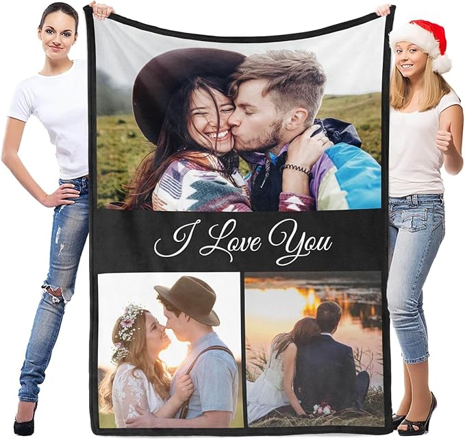 Custom Blanket with Photo, Personalized Blanket, Customized Photo Blankets, Customizable Blankets, Personalized Anniversary Birthday Gifts for Women Men Her Him Couple