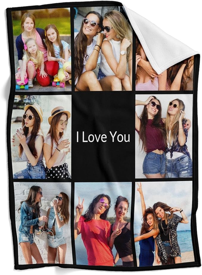 Custom Blanket with Photo, Personalized Photo Blanket, Customized Picture Blankets, Customizable Blankets, Personalized Birthday Gifts for Women, Men, Family, Friend