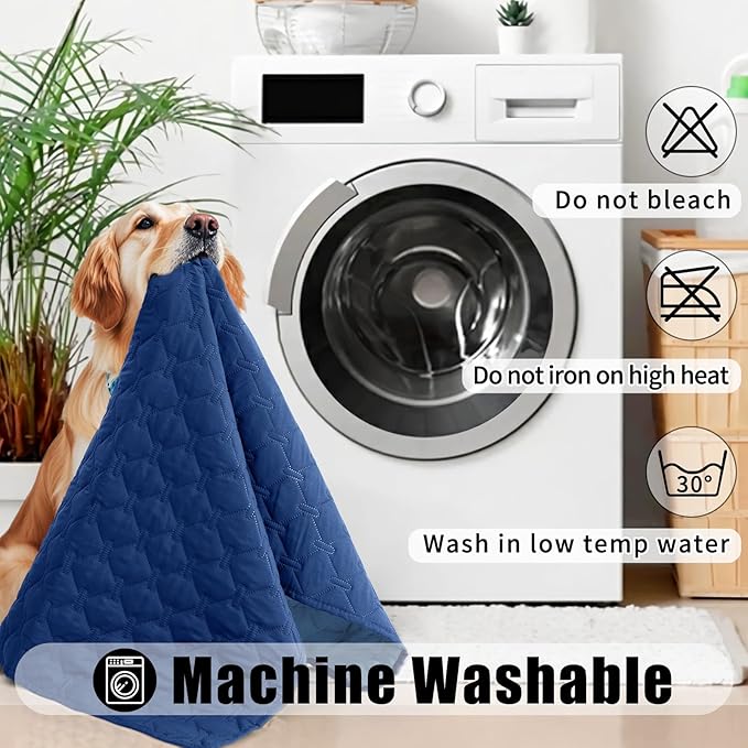 Smiry Waterproof Dog Bed Cover Blanket, Soft Reversible Pet Blanket, Washable Leakproof Cats Dogs Couch Cover for Sofa, Couch, Furniture (68x82 Inch, Navy/Blue)