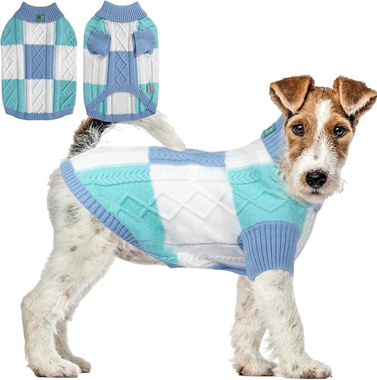 Turtleneck Pet Sweaters for Dogs Boys or Girls,Color Inlay and Moving Needle Pattern Dog Sweater,Pet Clothes,Dog Sweaters,Suitable for Various Breeds Dogs or Sizes (Blue Group,2XL)