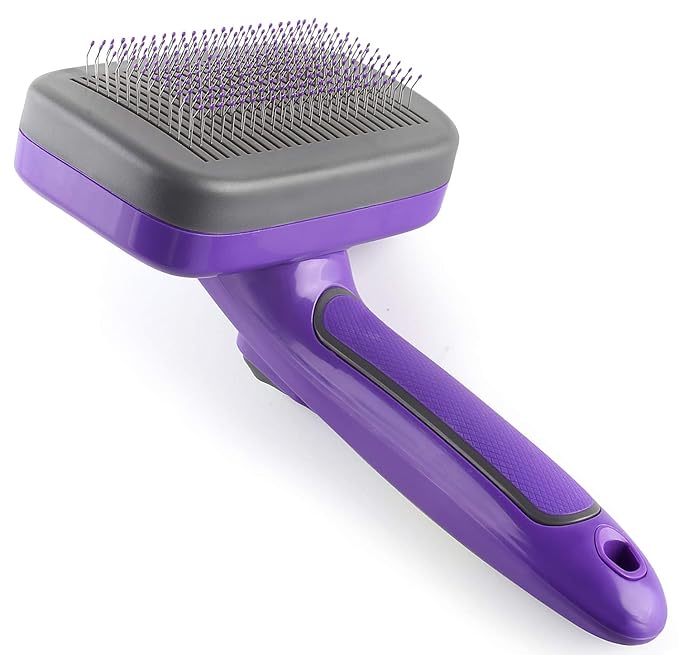 Hertzko Self Cleaning Slicker Brush for Pets, Dog & Cat Brush, Dog Brush for Shedding, Cat & Dog Grooming, Grooming Brushes for Long Short Haired Dogs Cats, Deshedding Brush, Rake, Comb