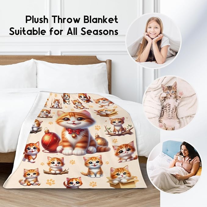 Girls Blankets Gifts Cat Blanket for Cat Lovers Toddlers Granddaughter, 40"x50" Cute Flannel Kids Throw for Couch Sofa