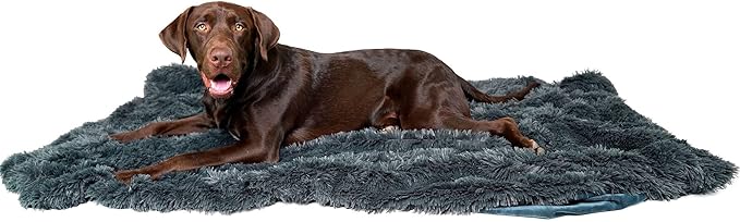 PawProof Fuzzy Pet Throw Blanket - Waterproof Blanket for Dogs & Cats - Faux Fur & Ultra-Soft Microsuede - Grey L Size (48"x76")