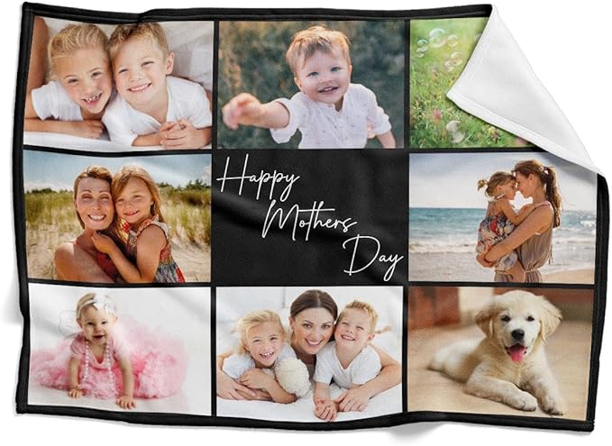 Personalized Blanket with Photo, Custom Blanket, Customized Picture Blankets, Customizable Photo Blankets, Personalized Mothers Day Birthday Gifts for Mom, Baby, Kid, Family
