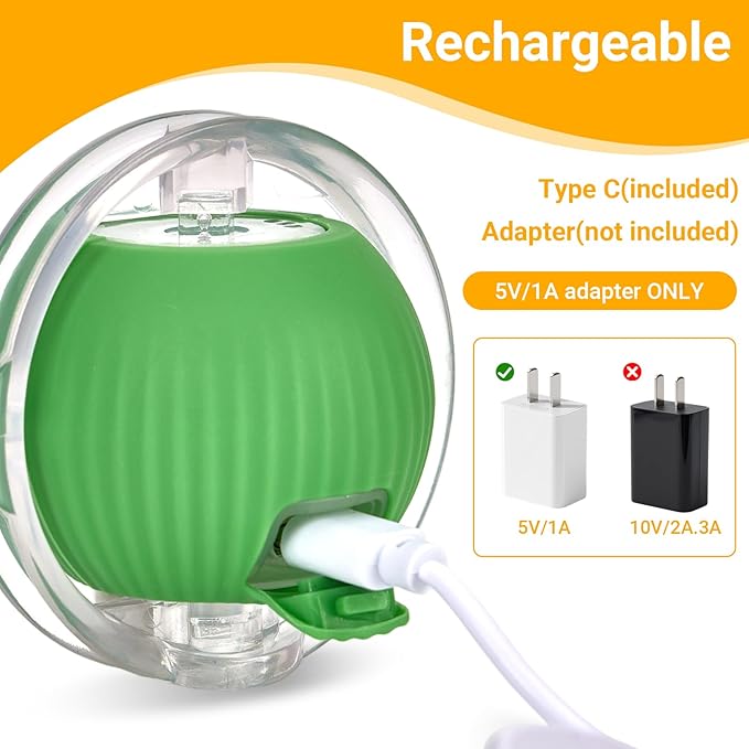 Interactive Cat Toys for Indoor Cats, Motion Activate Ca t Toy, Smart Kitten Rolling Ball Moving Ball Toys, Rechargeable Cat Ballfor Enrichment Exercise (Green)