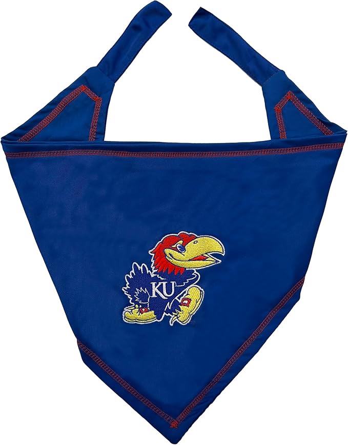 Pets First NCAA Kansas Jayhawks TIE Bandana, Size Small/Medium. Dog Bandana Scarf Bib for Pet Cat Dog. The Ultimate Game-Day, Party Bandana