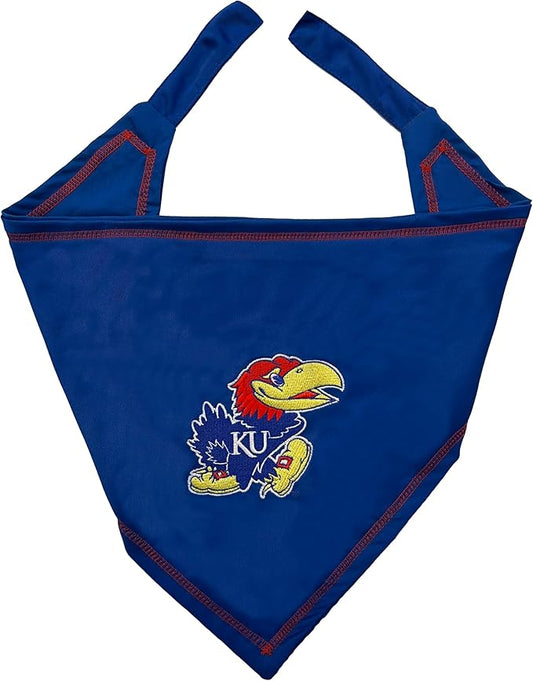 Pets First NCAA Kansas Jayhawks TIE Bandana, Size Small/Medium. Dog Bandana Scarf Bib for Pet Cat Dog. The Ultimate Game-Day, Party Bandana