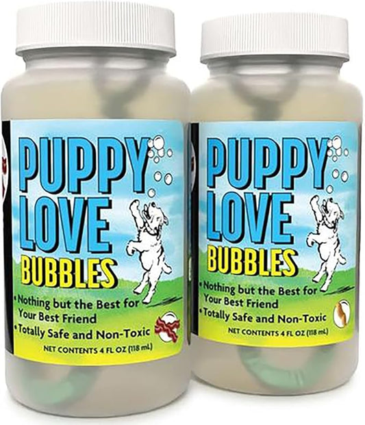 Puppy Love Bubbles, Peanut Butter & Bacon Scented Bubbles 4oz. Bottle-2 Pack Combo (1 Peanut Butter/1 Bacon) for Dogs
