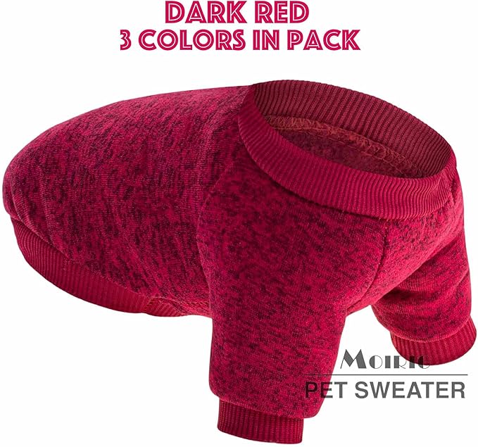 Dog Sweater, Dog Sweaters for Small Dogs, 2, 3 Pack Warm Soft Pet Clothes for Puppy, Medium Large Cat, Dogs Girl or Boy, Dog Shirt for Winter Christmas (Red+Green+Coffee, X-Large)