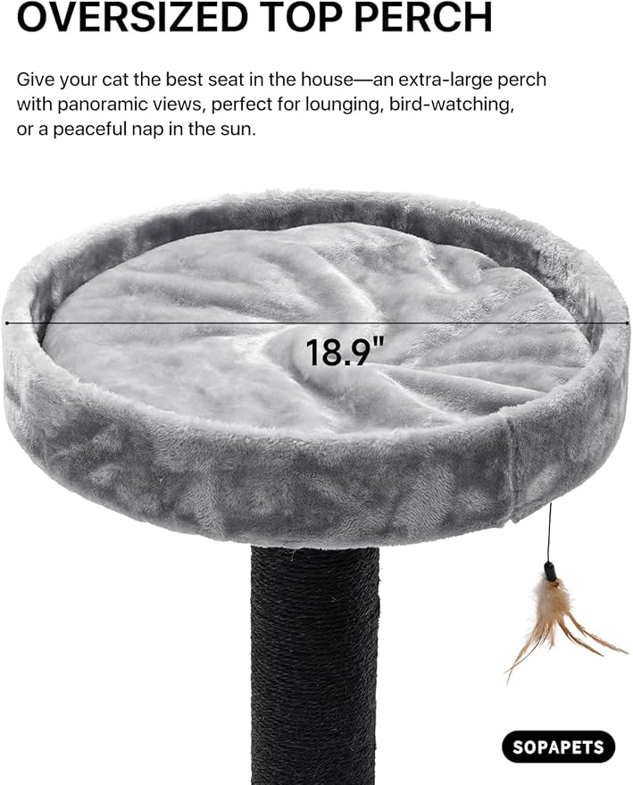 Extra Large Cat Tree for Maine Coon,65 Inches Tall Cat Tree Tower for Indoor Cats Large Adult 20 lbs,XXL Heavy Duty Luxury Sturdy Cat House with Big Hammock,Sisal Scratching Post,Condo