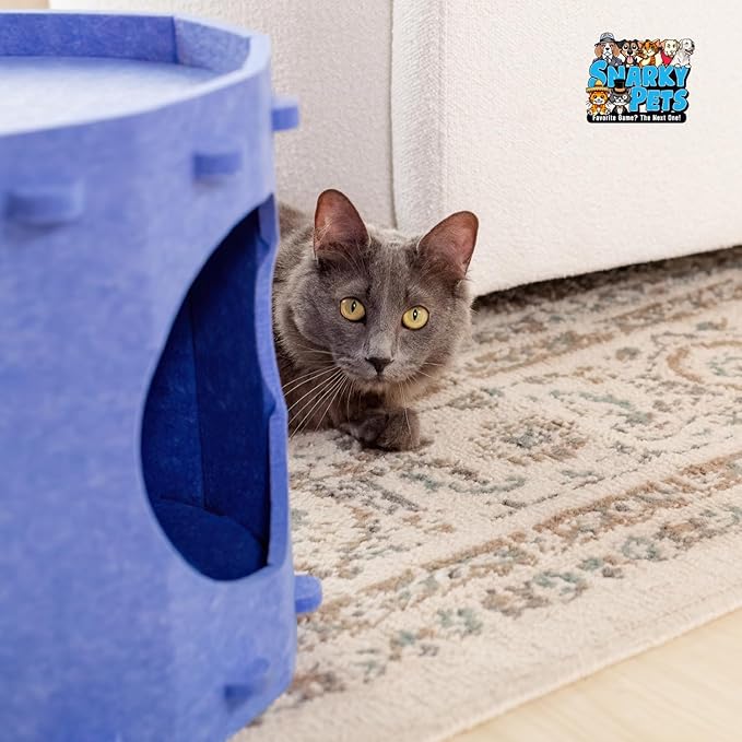 Tess & Liza Felt Cat Cave – Cozy Hideaway for Cats & Kittens | Eco-Friendly Felt Cat House | Durable & Spacious Cat Bed for Large Cats | Stylish Indoor Pet Furniture by Snarky Pets™ Brown