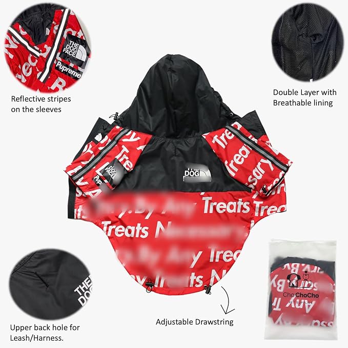 ChoChoCho NASA Dog Raincoats - Reflective Rain Jacket, Water Proof, Stylish Streetwear Outfit for Dogs - Cat Puppy Sizes S,M,L