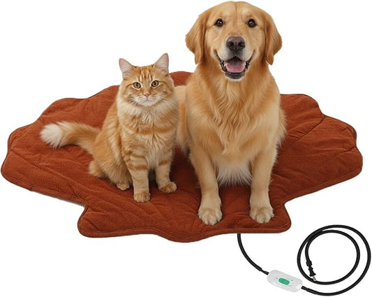 Red Shell shaped Dog heating pad (47"x36"), Obtained FCC and UL Dual Certification, Waterproof, Adjustable Temperature, Machine Washable,for Indoor/Outdoor Use, Suitable for Pets of All Ages