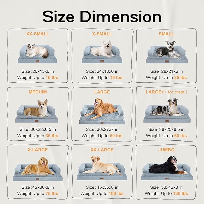 Small Dog Bed Orthopedic Washable Cat Bed Memory Foam Small Couch Sofa Indoor Comfy Pet Beds with Waterproof Removable Cover & Non-Slip Bottom
