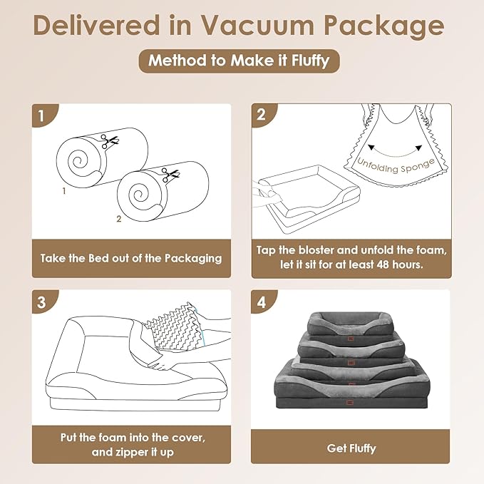 EHEYCIGA Memory Foam Dog Bed for Medium Size, Orthopedic Dog Sofa with Sides and Waterproof Liner, Washable Bolster Pet Couch with Removable Cover, 35x22x6.5 Inch, Grey