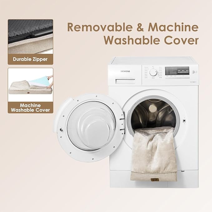 EHEYCIGA Waterproof Dog Bed Memory Foam 41x27, Orthopedic Dog Beds Mat for Gaint Dogs with Removable Cover, Beige