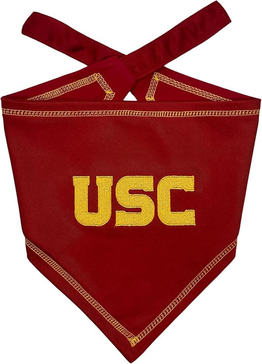 Pets First NCAA USC Trojans TIE Bandana, Size Small/Medium. Dog Bandana Scarf Bib for Pet Cat Dog. The Ultimate Game-Day, Party Bandana