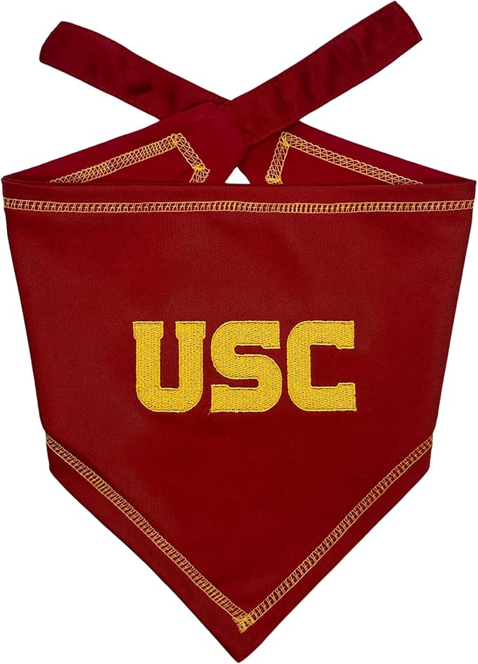 Pets First NCAA USC Trojans TIE Bandana, Size Large/X-Large. Dog Bandana Scarf Bib for Pet Cat Dog. The Ultimate Game-Day, Party Bandana