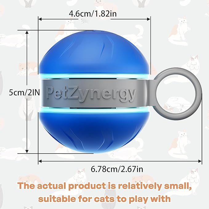 Speedy 2.0 Tail Interactive Cat Toys for Bored Indoor Adult Cats with 3 Tails,Automatic Cat Toy Ball Self Moving Chirping,Smart Kitten Rechargeable Cat Balls for Enrichment Exercise Essentials(Blue)