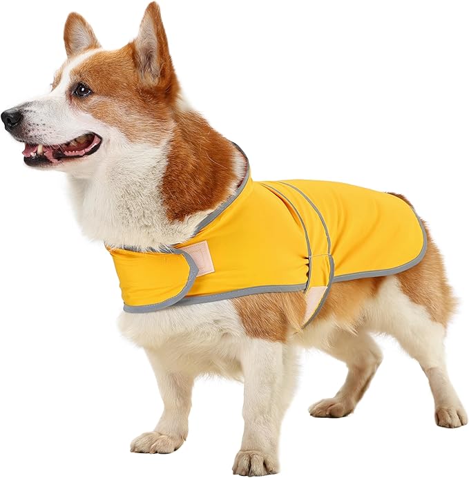 Dog Raincoat Hooded,Waterproof Rain Coat for Dogs with Adjustable Belly Strap,Reflective Strips, Lightweight Slicker Poncho Rain Jacket for Small Medium Large Dogs